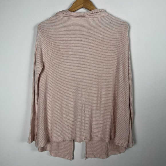 2/$20 Free People Lover Rib Split Back Pullover Light Peach Mock Neck Sweater S - Picture 5 of 5